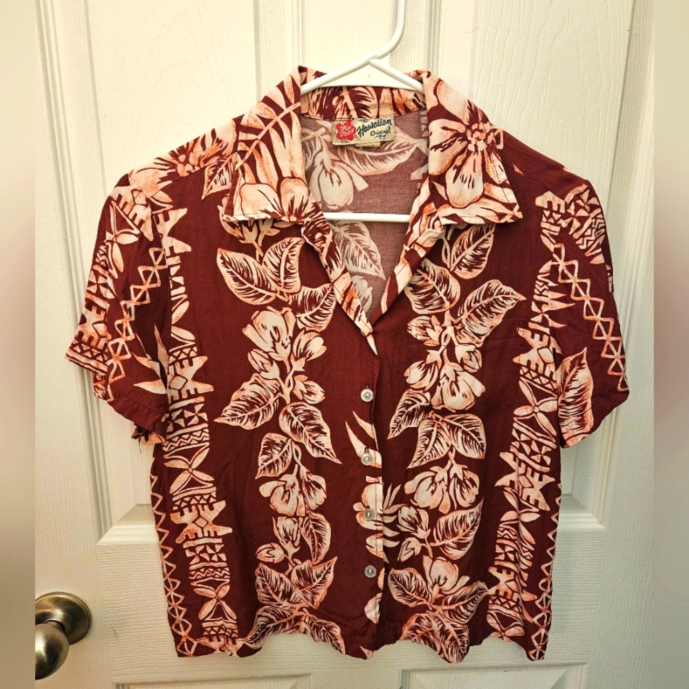 HILO HATTIE Hawaiian Aloha Tropical Print Shirt